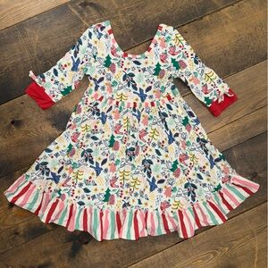 Wildflowers 4T Christmas Dress Holiday Twirl Dress Pink Green Red Matilda Jane